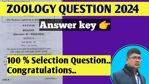 +2 Science zoology question 2024 answer key ll biology selection question ll +2 exam 2024 chse