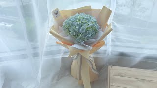 Hydrangea Bouquet Tutorial  | 單支繡球花束教學 |