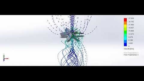 Flow simulation of practice propeller (1m/s water flow directly across propeller)