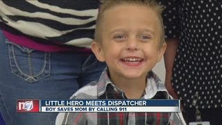 Little hero meets 911 dispatcher he called for help