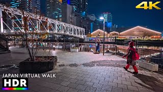 Tokyo Tennōzu isle night walk, Japan • 4K HDR