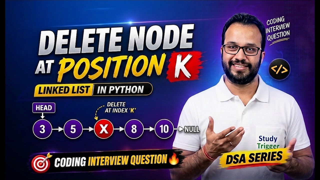 Delete Node at K Position in Linked List | Step-by-Step 🔥| DSA in ...