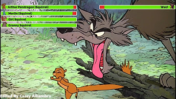 The Sword in the Stone (1963) Wolf Attack with healthbars