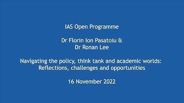 Dr Florin Ion Pasatoiu - Navigating the policy, think tank and academic worlds...