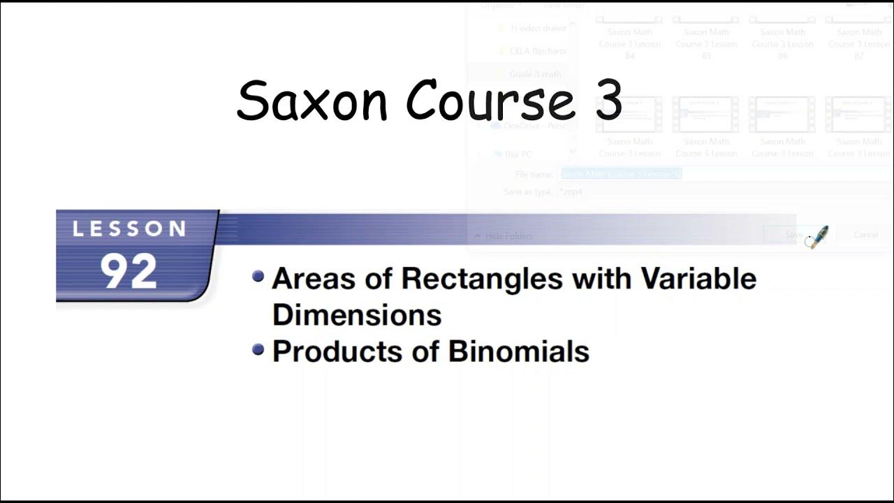 Saxon Math Course 3 Lesson 92 YouTube