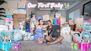 OPENING GENDER NEUTRAL BABYSHOWER GIFTS!!!!!! *surprise gender* 🥹🤍