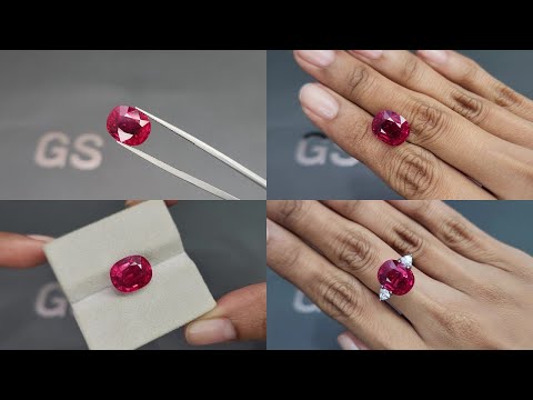 Tourmaline rubellite cushion cut 7.68 carats, Tanzania Video  № 1