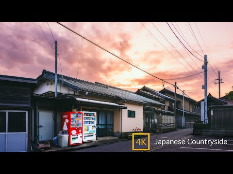 【4K Japan】Sunset Walk in Japanese Countryside with relax piano sound/seaside town Ishikawa.