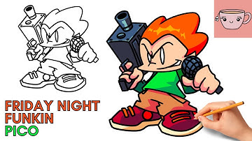 How To Draw Friday Night Funkin Pico  |  FNF |  Easy Step By Step Drawing Tutorial