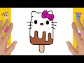 HOW TO DRAW A CUTE HELLO KITTY ICE CREAM