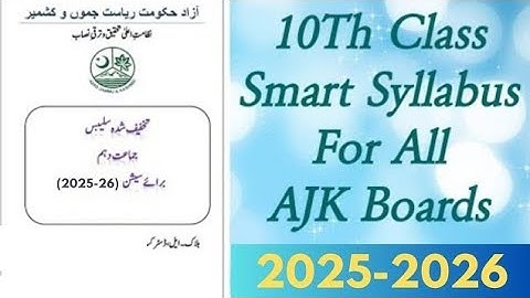 10th Class Chemistry Smart Syllabus 2025 - 2026 | BISE AJK Paper Pattern 2026