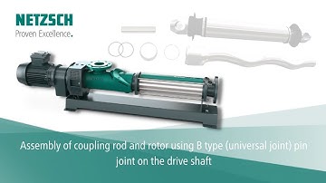 Assembly of coupling rod & rotor using B pin joint: NETZSCH NEMO® progressing cavity pump assembly