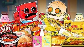 Convenience Store Red Yellow Food MUKBANG Boxy Boo vs LUNCH Boxy boo PROJECT PLAYTIME ANIMATION ASMR