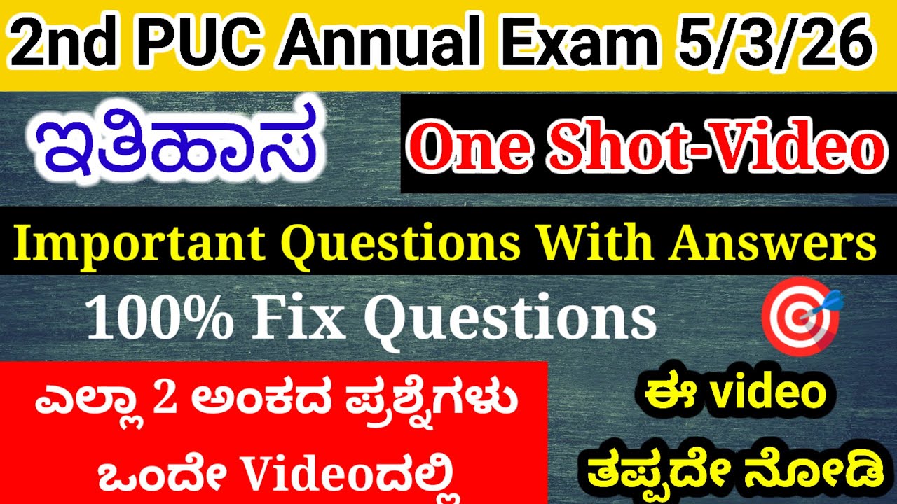 2nd PUC History Important Questions For Annual Exam 2026 With Answers Kseab