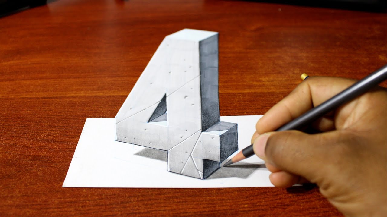 3D Trick Art- Drawing the Number