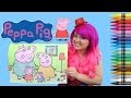 Coloring Peppa Pig JUMBO Coloring Page Crayola Crayons | COLORING WITH KiMMi THE CLOWN