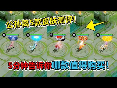 公孙离5款皮肤特效手感对比，5分钟告诉你哪款值得购买！