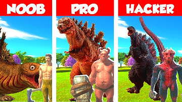 NOOB VS PRO VS HACKER: SHIN GODZILLA CREATING CHALLENGE IN ANIMAL REVOLT BATTLE SIMULATOR