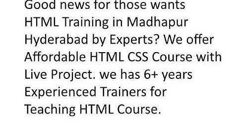 HTML Training in Madhapur | HTML Course Madhapur