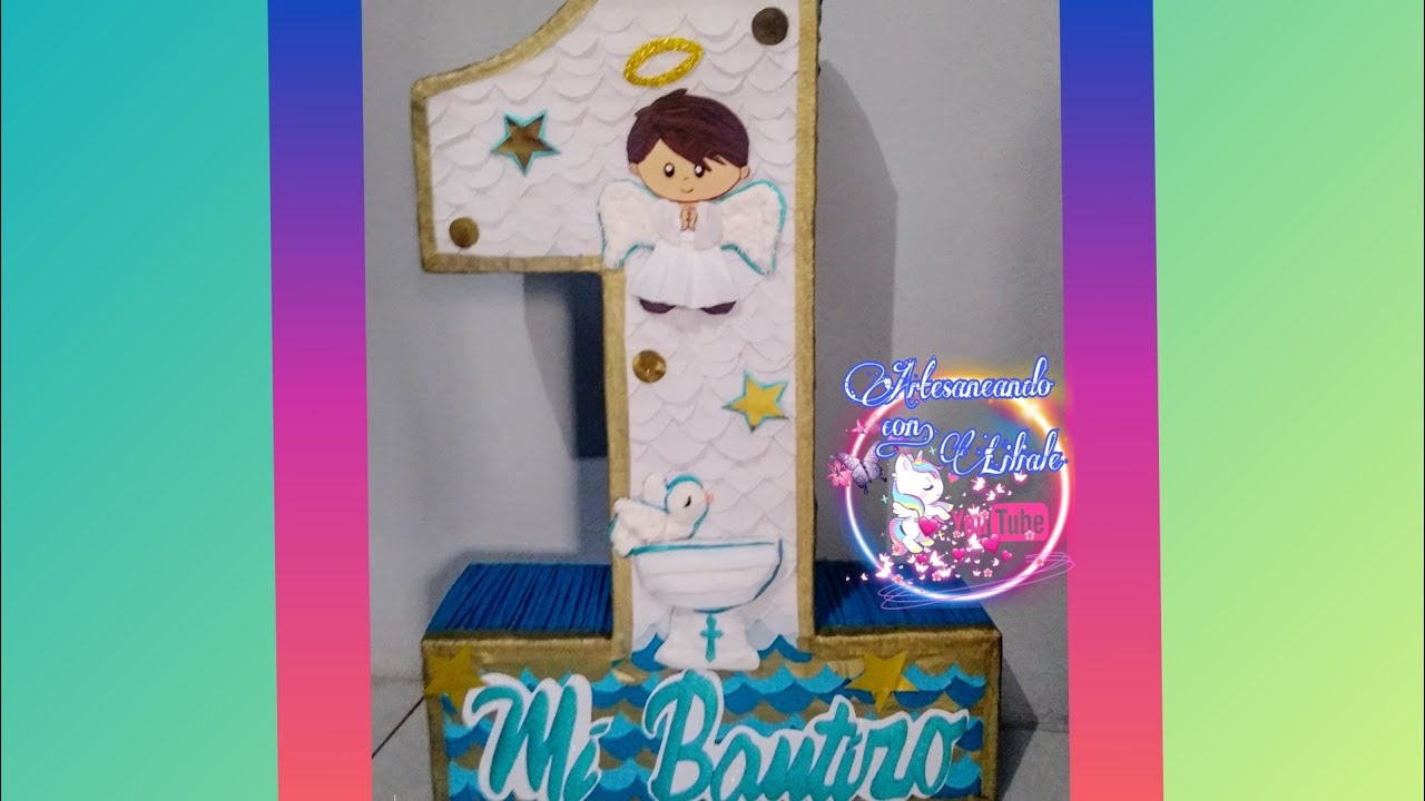Piñata para bautizó (número con relieve)