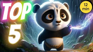 TOP 5 LuLuu's Adventure - Kung Fu PANDA | English Cartoon PANDA | Bedtime Stories For Kids Cartoons