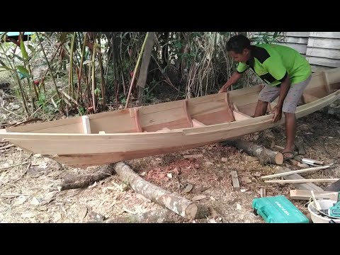 cara membuat sampan tutorial lengkap, small canoe manufacturing process