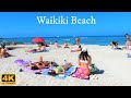 [4K] HAWAII - Waikiki Beach - On the beach - Beautiful day on Waikiki beach for people watching!