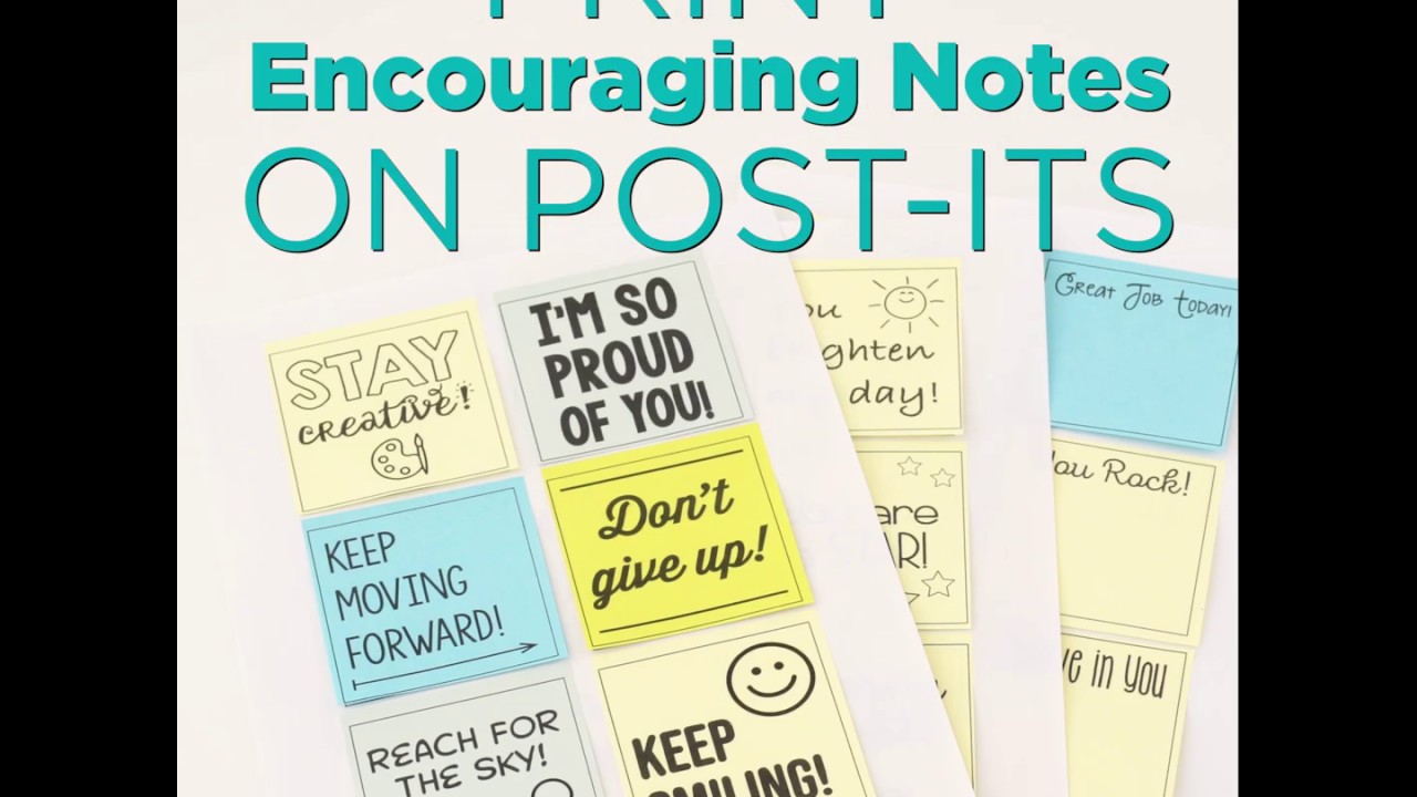Printing Encouraging Notes on Post-Its - YouTube