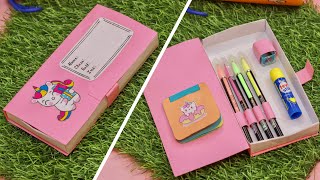 How to make pencil box from papers only || DIY pencil box with papers at home