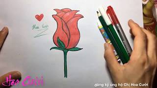 hướng dẫn vẽ tranh Bông Hồng tặng thầy cô giáo nhân ngày 20-11