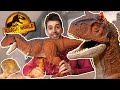 Colossal carnotaurus eats toast  jurassic world unboxing