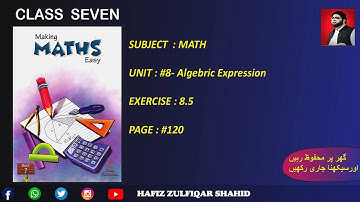 Grade 7 | MAKING MATHS EASY 7 | Unit 8 Exercise 8.5 Page 120