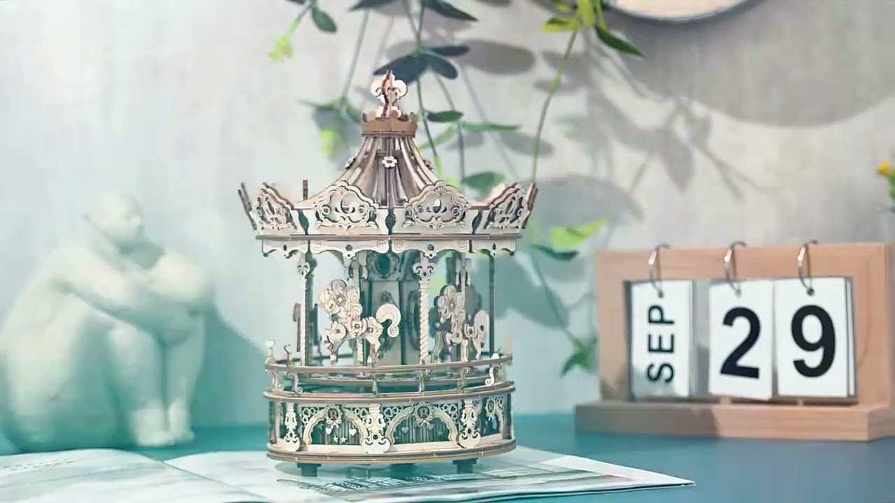 Robotime ROKR ロマンティック カルーセル メカニカル オルゴール 3D