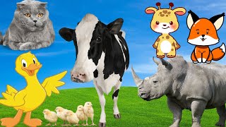 Bustling Animal World Sounds Fox, Cow, Giraffe, Penguin, Frog, Elephant, Rabit - Animals Sounds