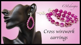 Cross wirework earrings
