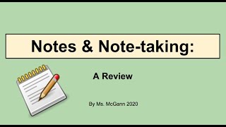 Review: Notes & Note-taking: a Review - Google Slides