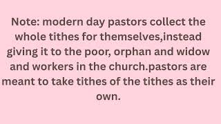 TITHES IS NOT FOR PASTORS