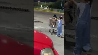 Little Girl Pushes Cart With Older Girl and Causes a Tumble