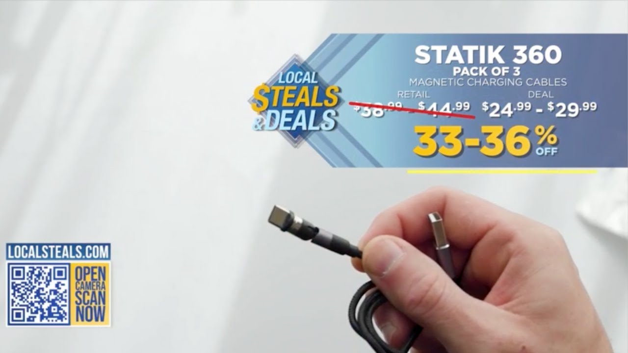 LOCAL STEALS & DEALS - Statik 360 Pack of 3 Magnetic Charging Cable 