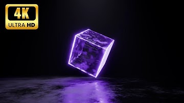 3D render animation loop of glowing neon cube and reflecting floor | No copyright  #freedownload