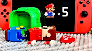 Lego Mario enters the Nintendo Switch and tries to rescue Peach from Bowser's castle with 5 lives!