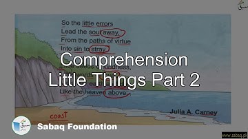 Comprehension Little Things Part 2, English Lecture | Sabaq.pk