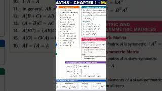 class 12th maths chapter no 3 matrices formulas revision notes #practicequestions