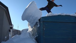 23年24年S 田舎生活 雪下ろし  観測史上1番の積雪の後 雪下ろし 人力除雪 removingsnow