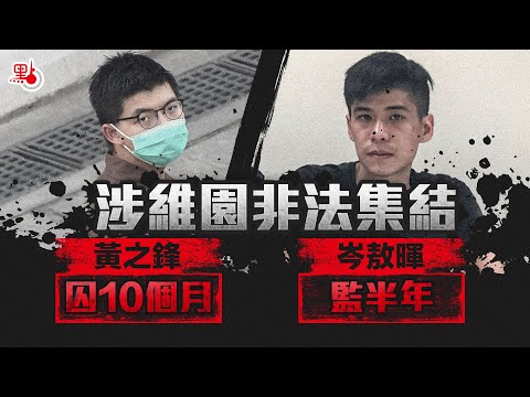 涉維園非法集結 黃之鋒囚10個月岑敖暉監半年