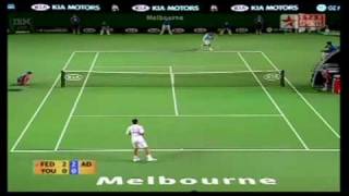 Federer Youzhny backhand slice festival