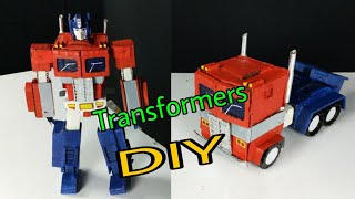DIY Cardboard Optimus prime Transformers, Can transform | Easy for DIY |