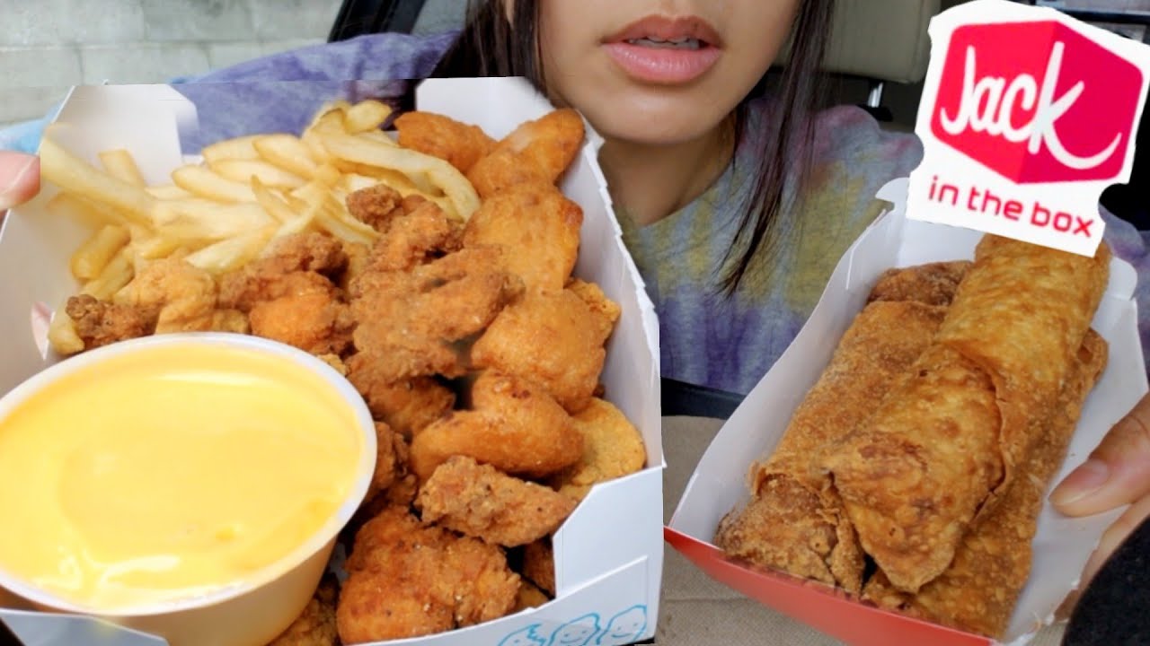 ASMR EATING JACK IN THE BOX CAR MUKBANG MAC N CHEESE BITES JUMBO EGG