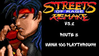Streets of Rage Remake V5.2 - SOR2 Shiva - Route 3 (Mania) 1CC - 1 Life Start