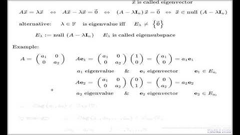 Eigenvalue, eigenvectors and eigensubspaces -- diagonal matrices